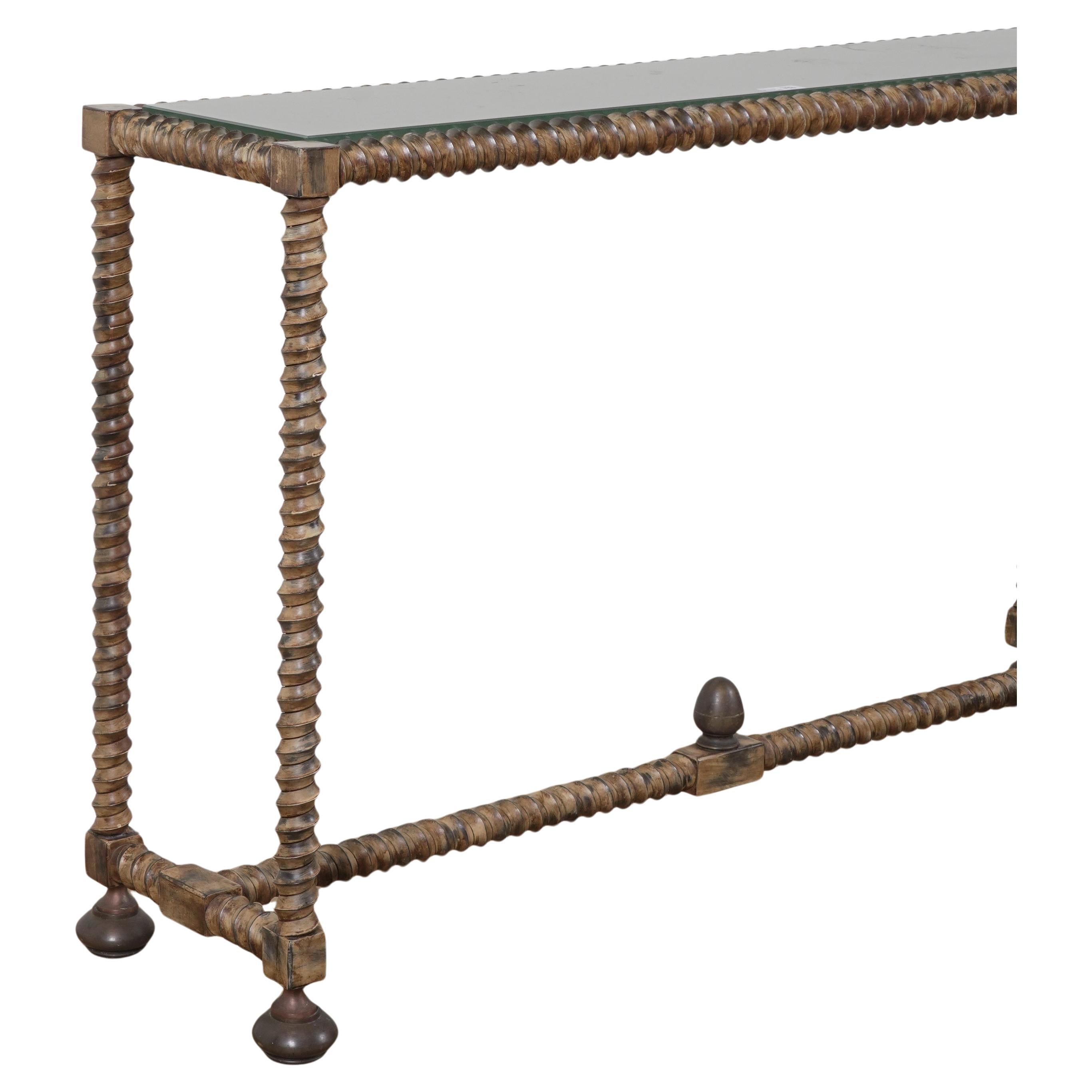 Metalwork French 70's Brutalist Style Console Table For Sale