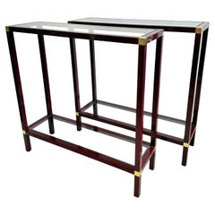 A Pair Of Italian 60's Console Tables In Brass And Lacquer By Romeo Rega