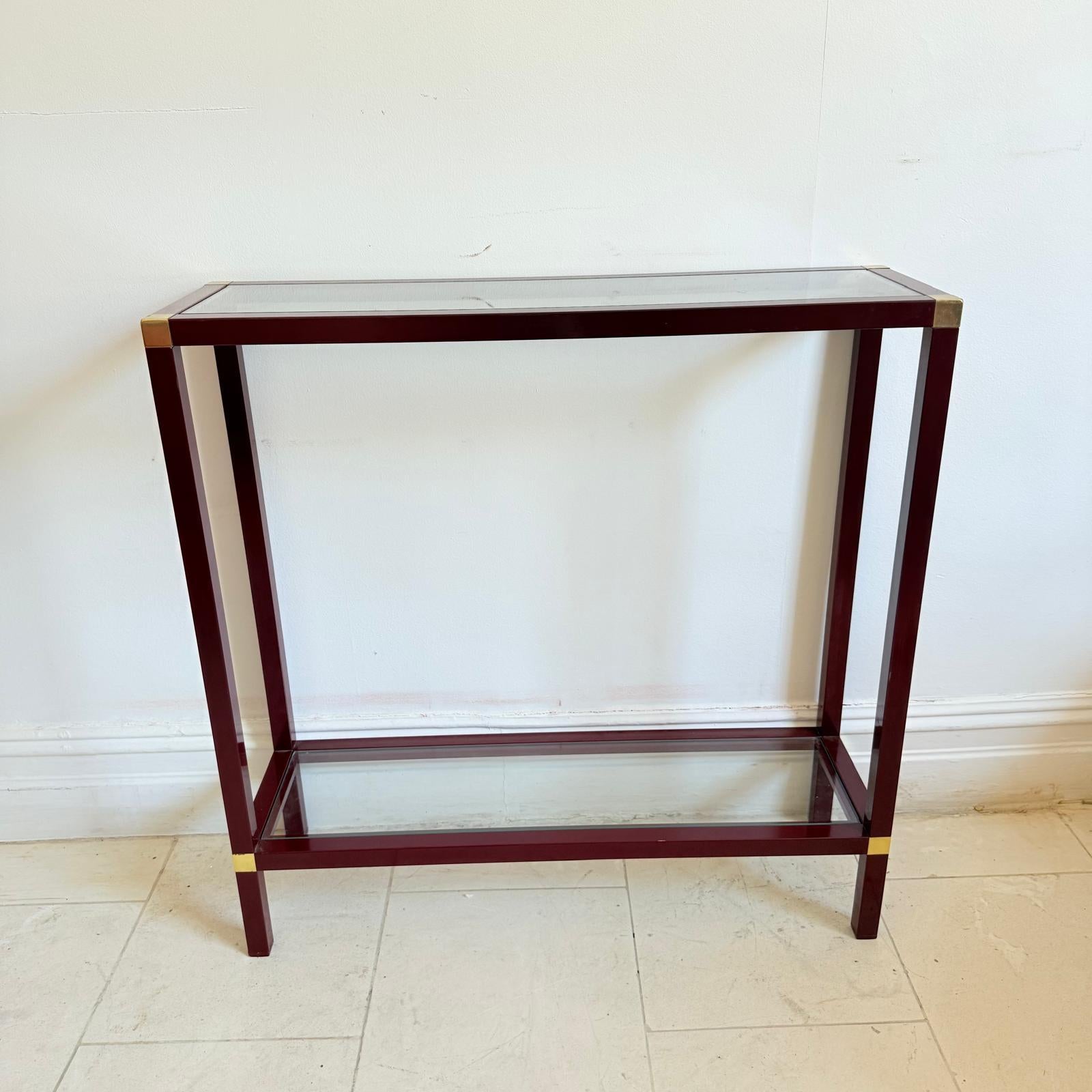Mid-Century Modern A Pair Of Italian 60's Console Tables In Brass And Lacquer By Romeo Rega For Sale