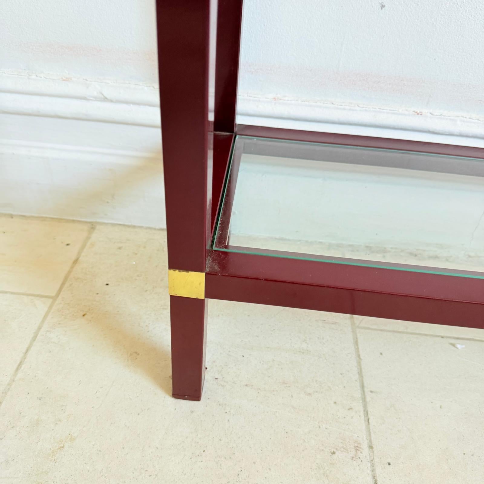 Metal A Pair Of Italian 60's Console Tables In Brass And Lacquer By Romeo Rega For Sale
