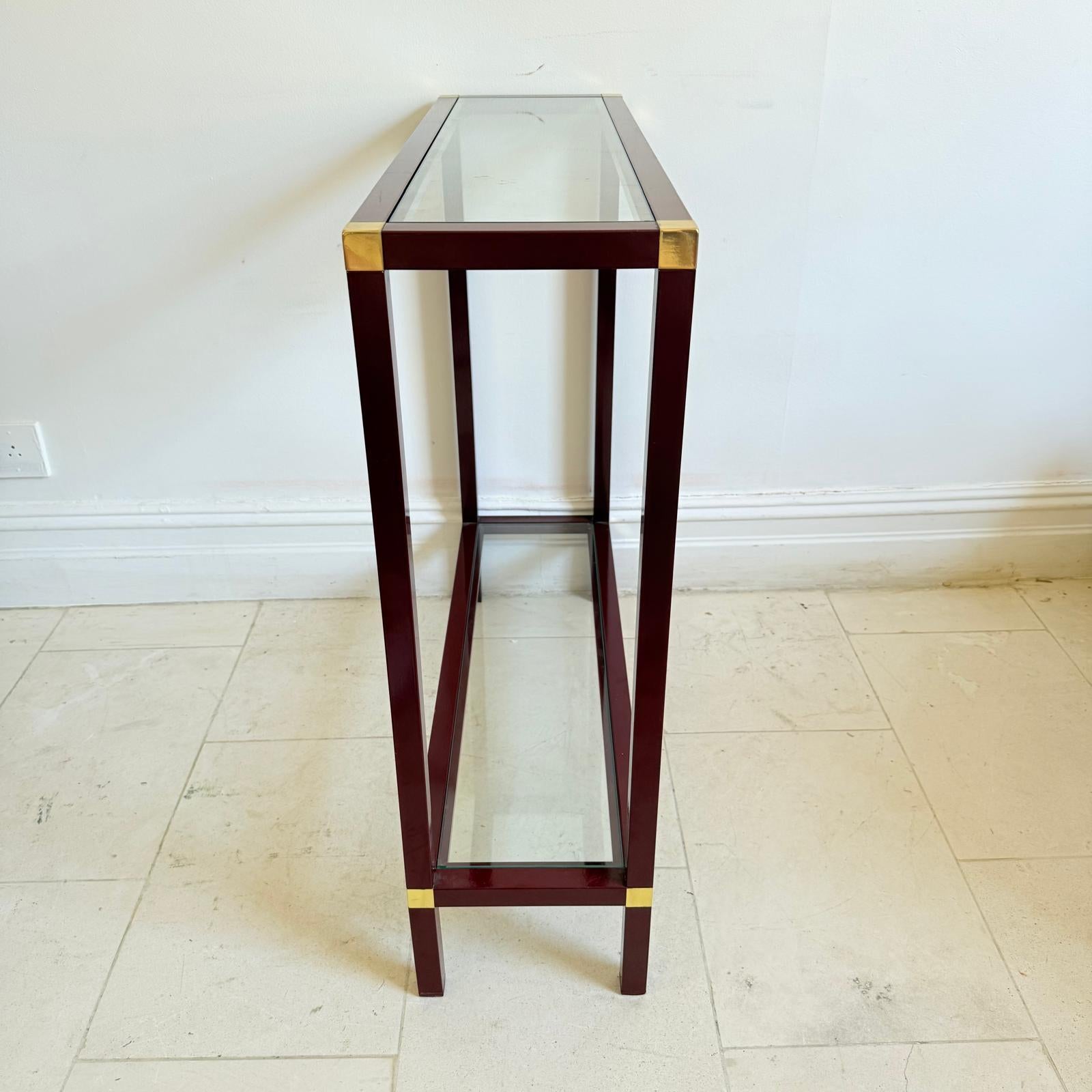 A Pair Of Italian 60's Console Tables In Brass And Lacquer By Romeo Rega In Good Condition For Sale In London, GB