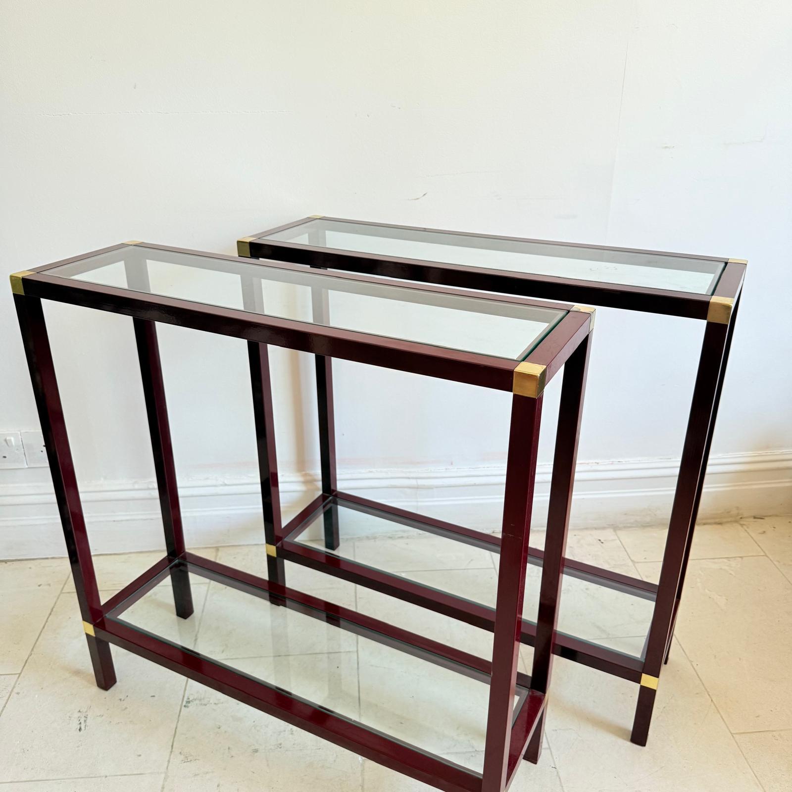 A Pair Of Italian 60's Console Tables In Brass And Lacquer By Romeo Rega For Sale 3