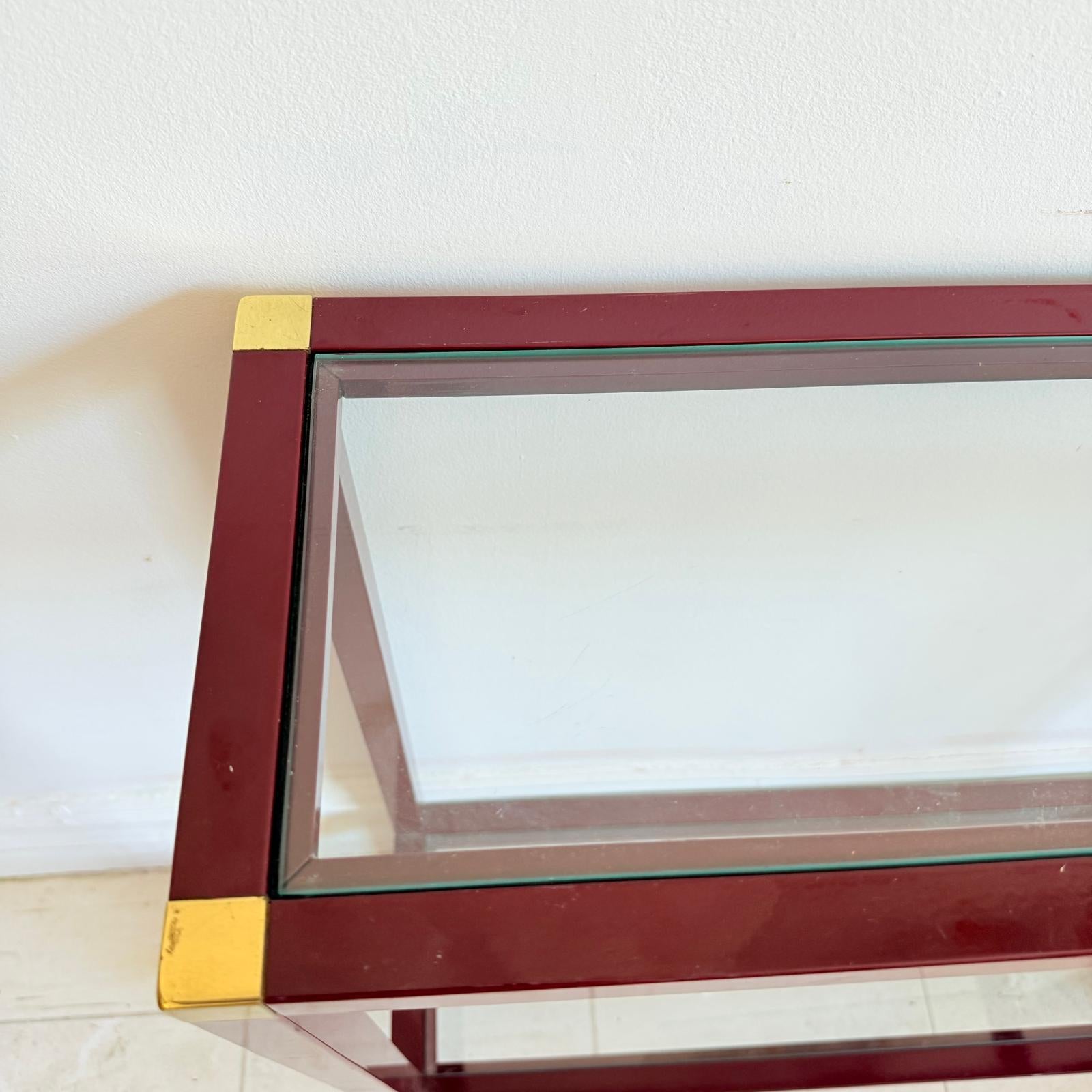 A Pair Of Italian 60's Console Tables In Brass And Lacquer By Romeo Rega For Sale 2