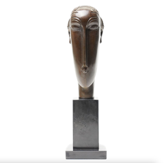After Amedeo Modigliani Head Of A Young Woman, Bronze On Marble Plinty