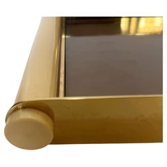 1970s Italian Hollywood Regency brass and mirrored glass vanity tray