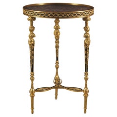 Gueridón de bronce dorado estilo Luis XVI a la manera de Adam Weisweiler