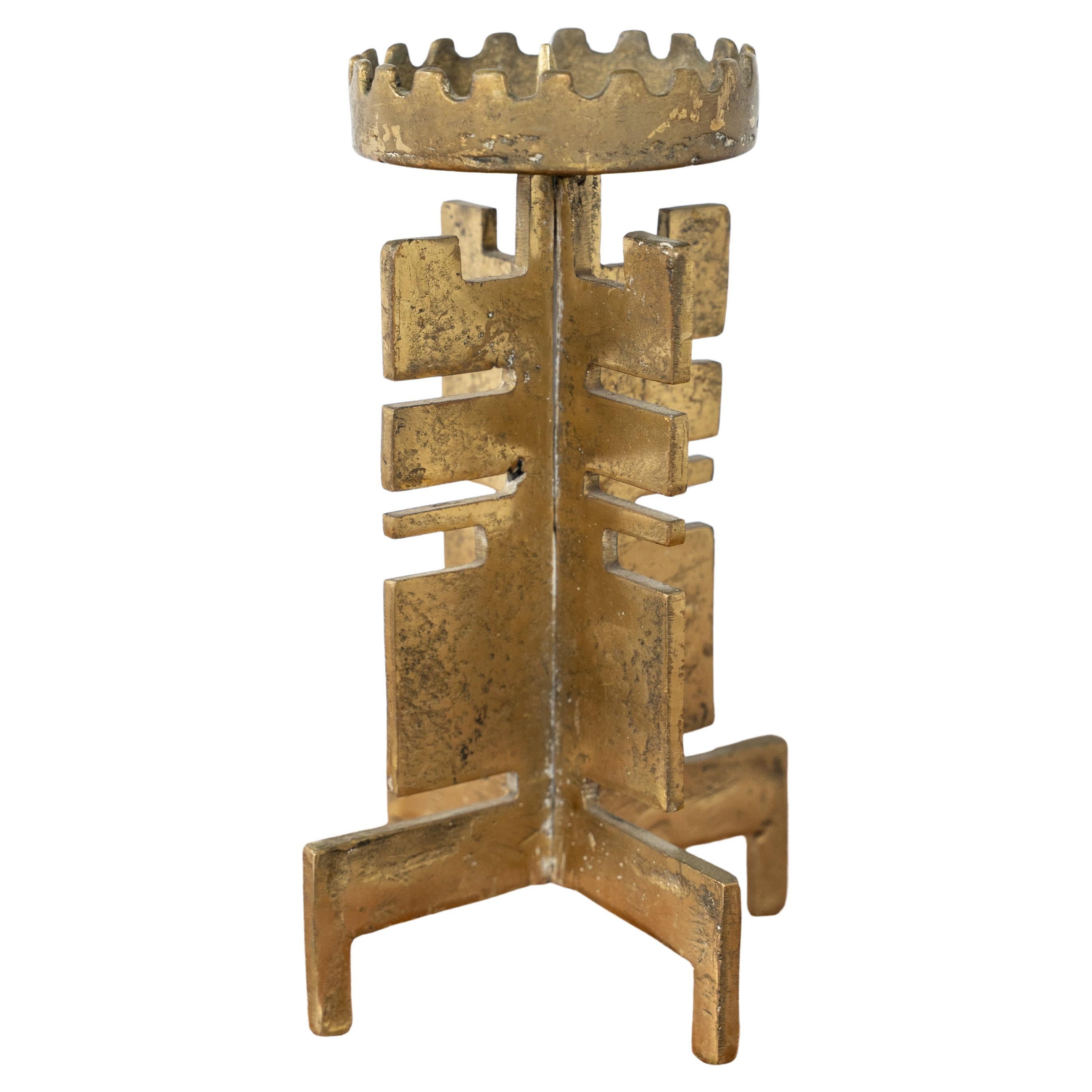 Heinz Goll attr. Brutalist Brass Candlestick For Sale