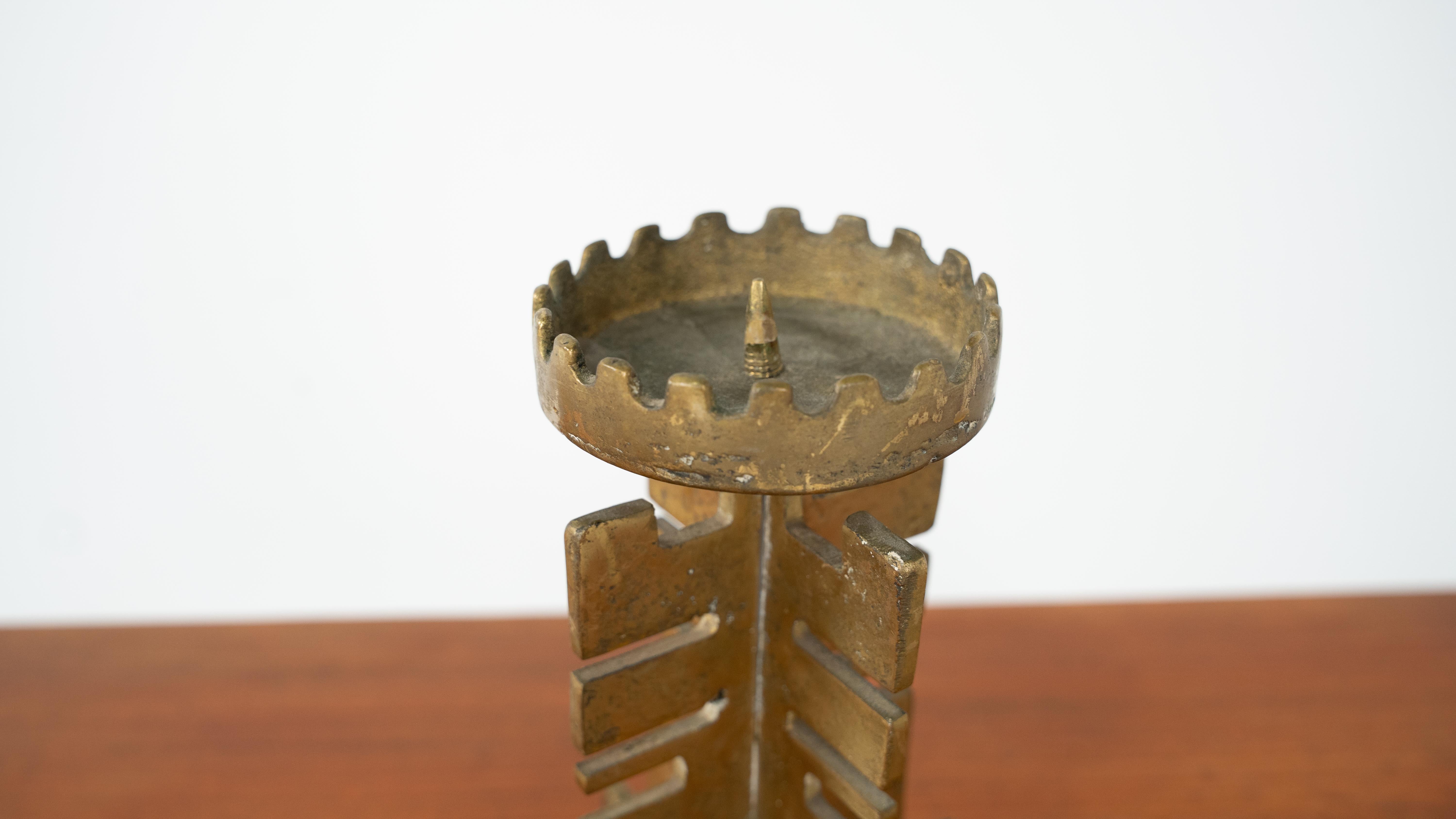 Heinz Goll attr. Brutalist Brass Candlestick For Sale 1