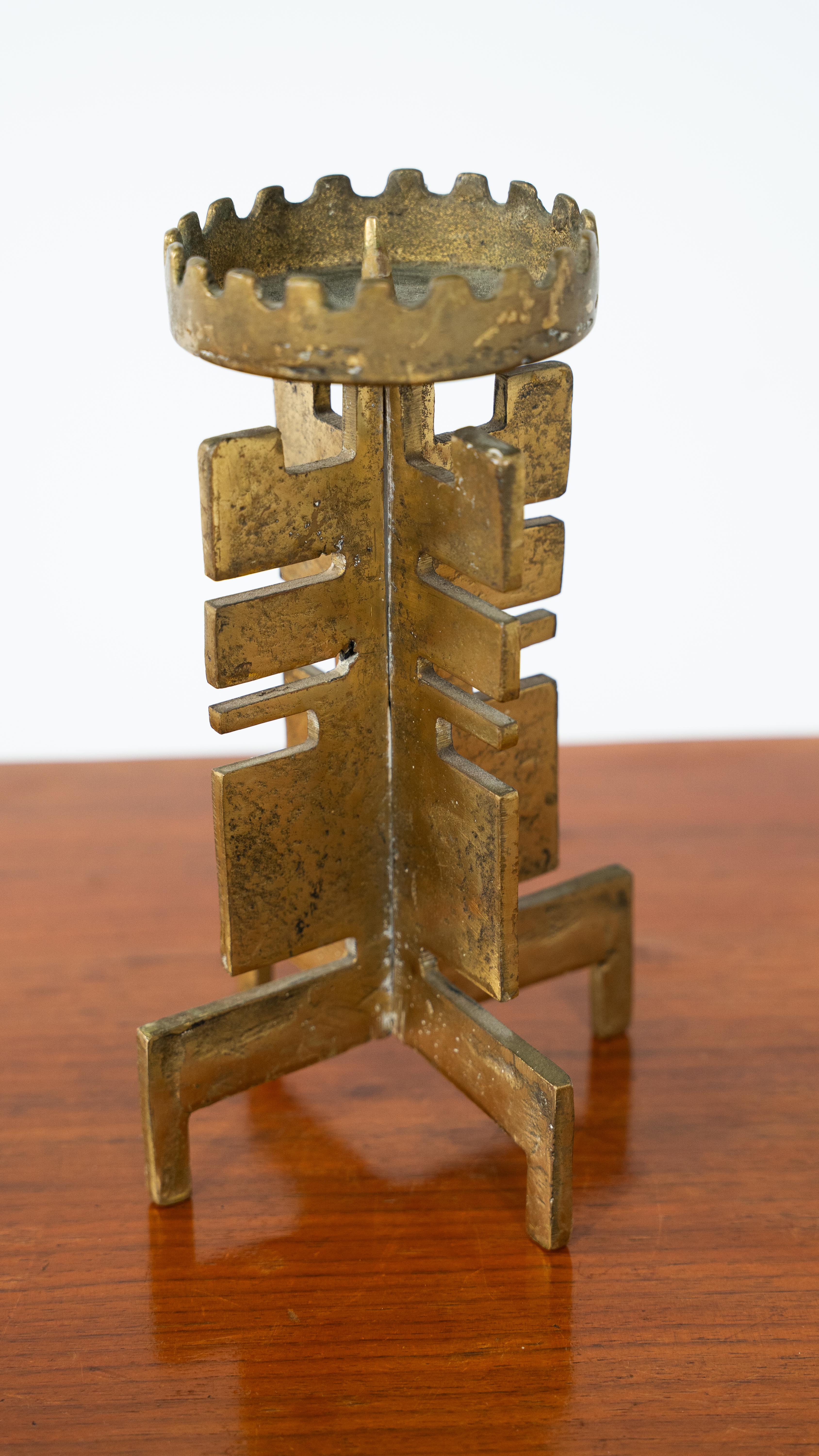 Heinz Goll attr. Brutalist Brass Candlestick In Good Condition For Sale In Београд, RS
