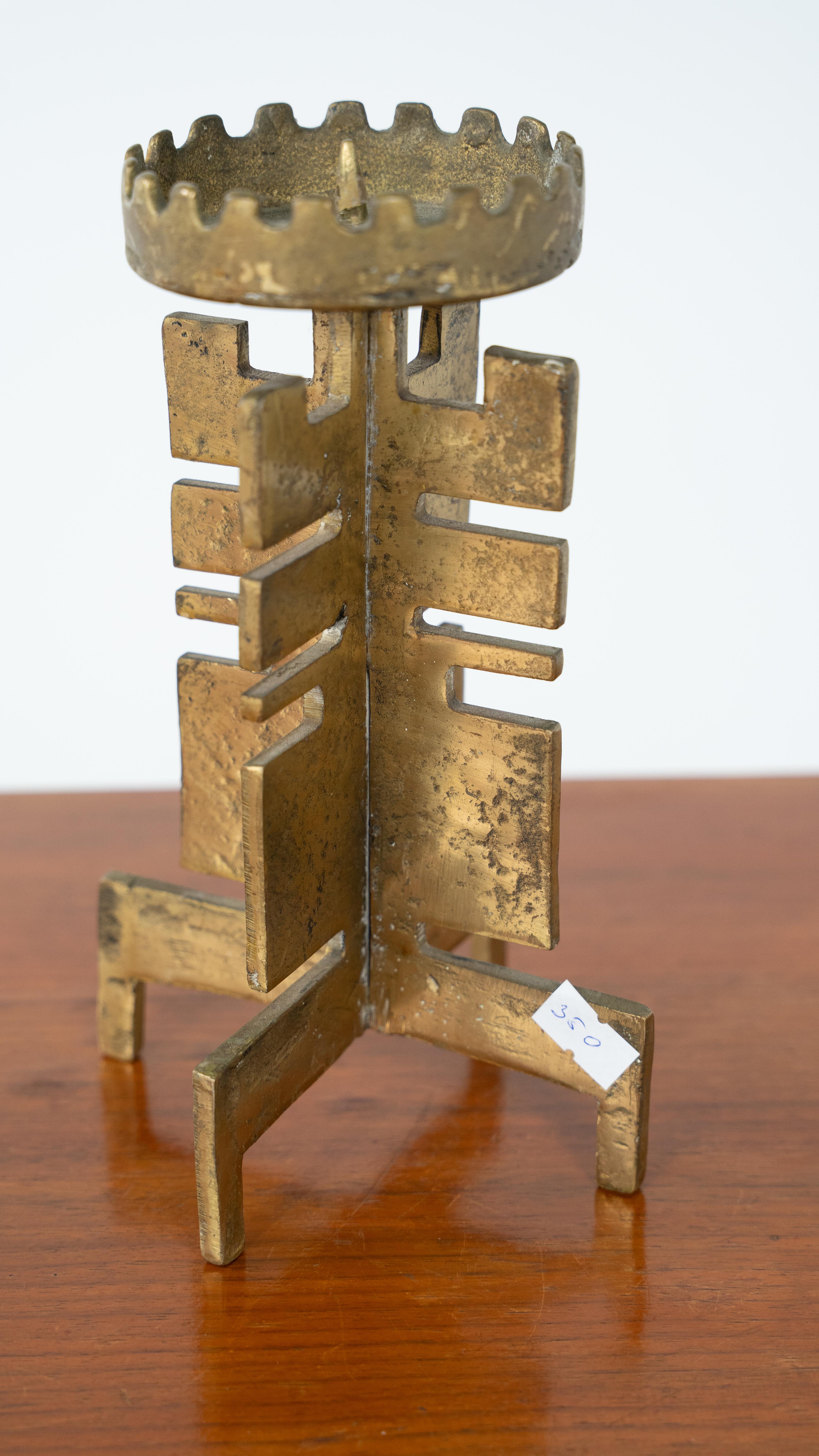 Heinz Goll attr. Brutalist Brass Candlestick For Sale 4