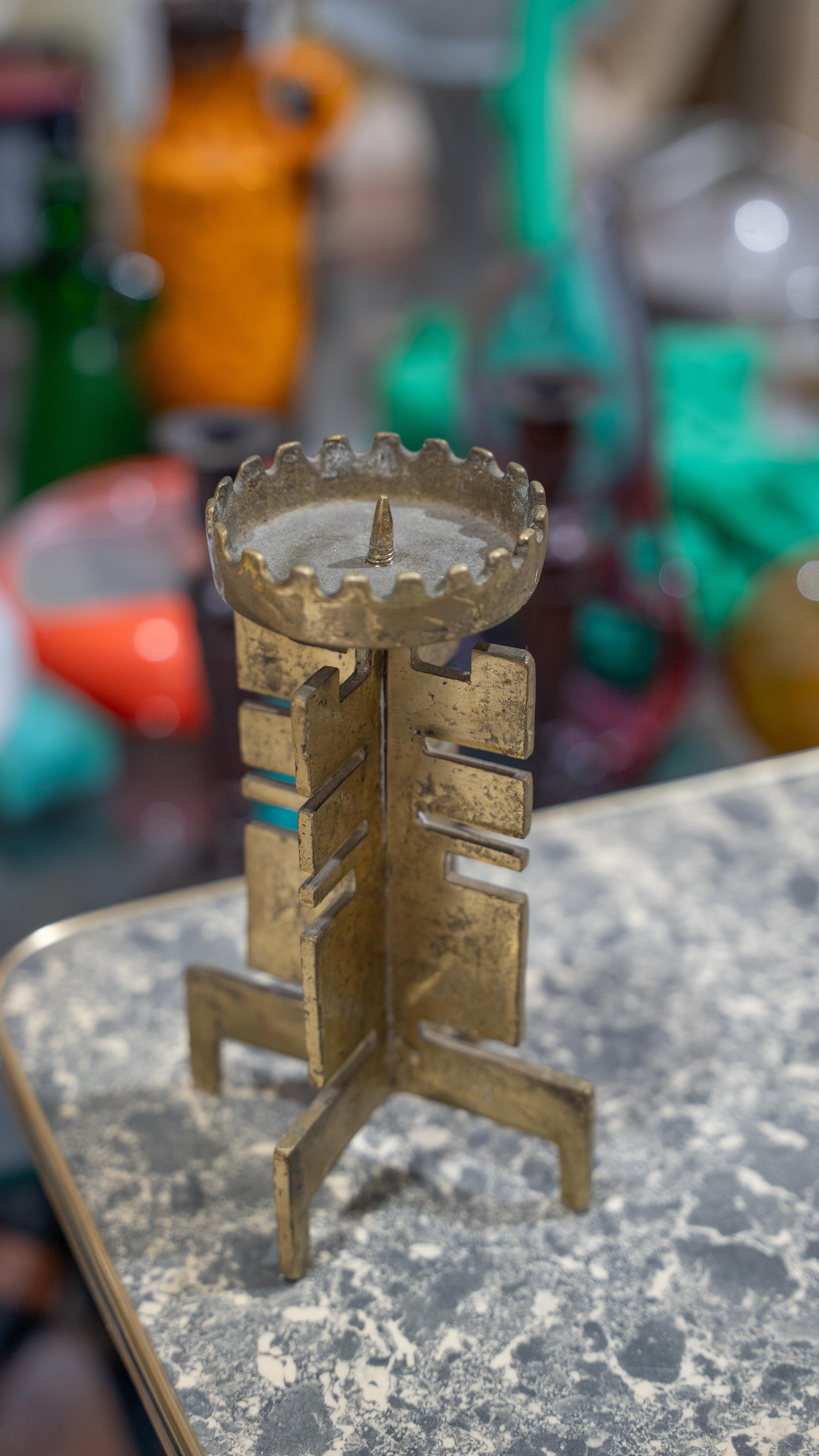 Heinz Goll attr. Brutalist Brass Candlestick For Sale 5