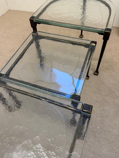 forged bronze tables with cast glass by Lothar Klute