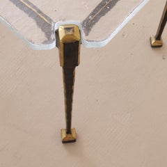 square Lothar Klute design forged bronze coffee table with cast glass