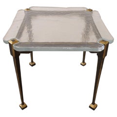 square Lothar Klute design forged bronze coffee table with cast glass