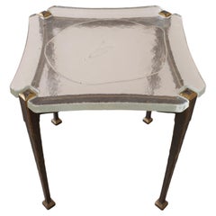 square Lothar Klute design forged bronze coffee table with cast glass