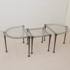 forged bronze tables with cast glass by Lothar Klute