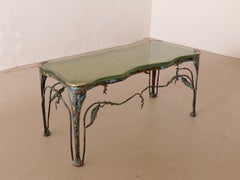 Lothar Klute forged bronze coffee table with cast glass- 1980s