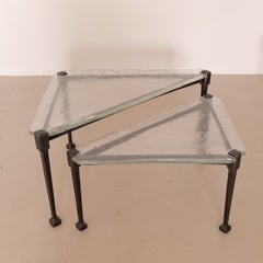 set of 2 early triangle coffee tables by Lothar Klute - 1980s
