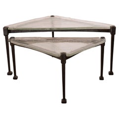 set of 2 early triangle coffee tables by Lothar Klute - 1980s
