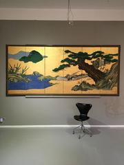 Japanese Gold Byobu Folding Screen FLOWERS & BIRDS  18th c.