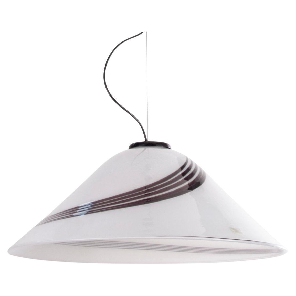 Italian vintage Murano Glass Lamp optical Black and White, original 80s Italy For Sale