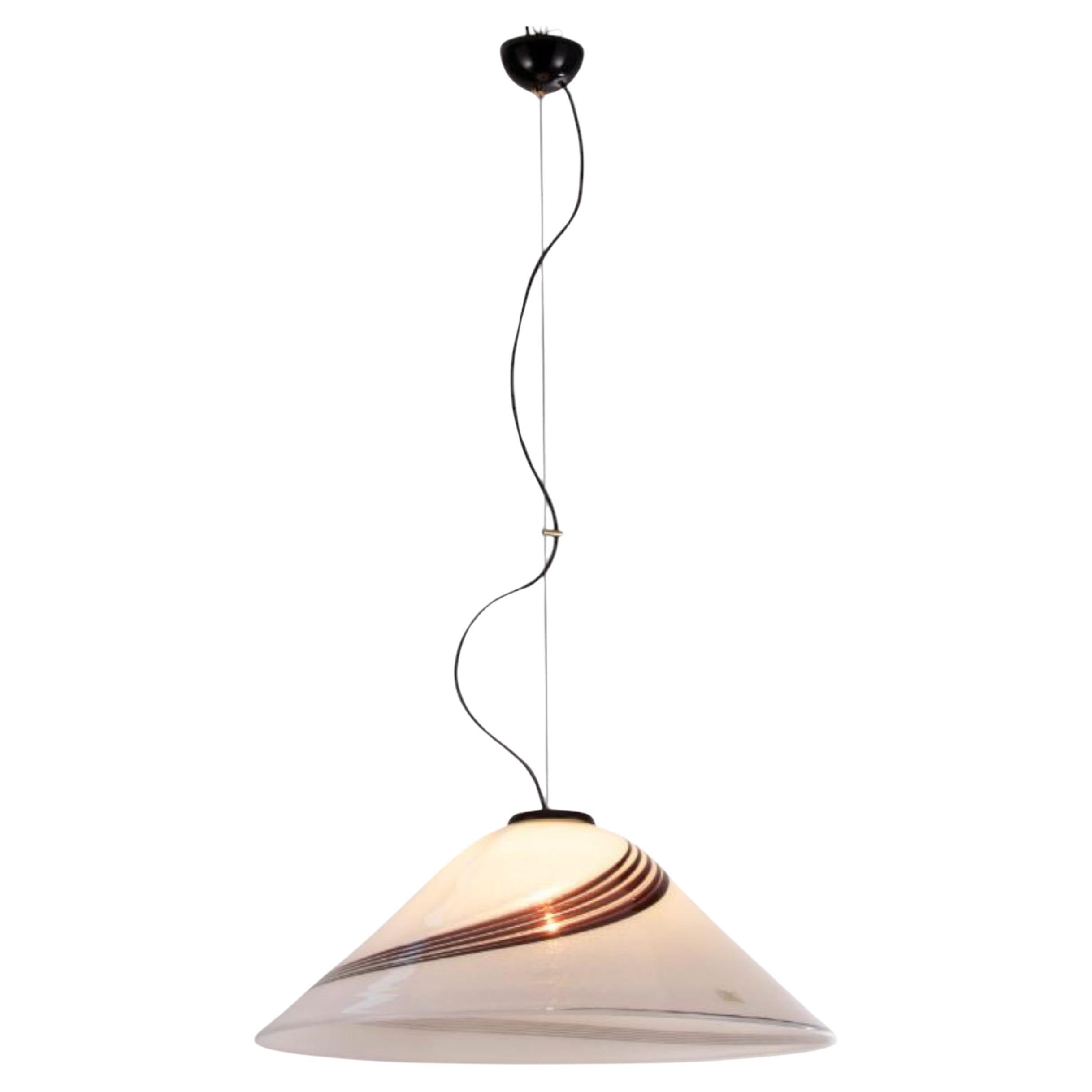 Vintage Italian Lamp in vetro di Murano ottico bianco e nero, originale anni '80 Italia