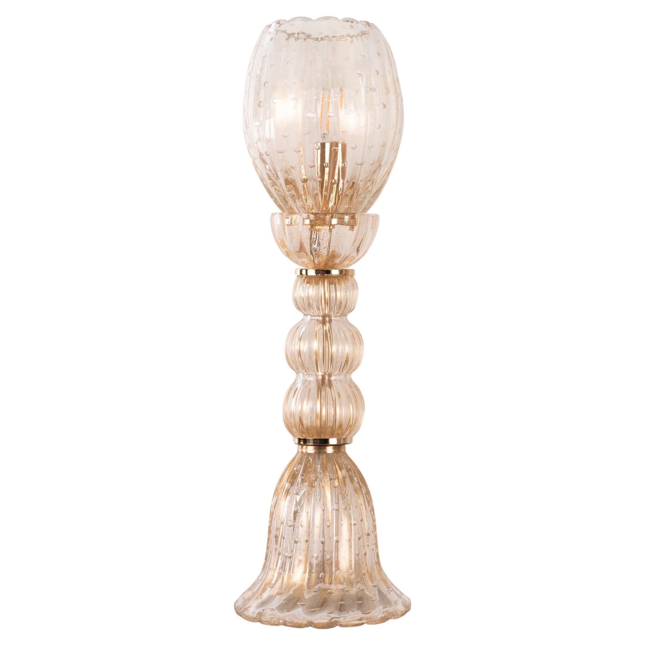 Única lámpara de mesa de cristal de Murano en oro, Vintage Seguso Made in Italy en stock