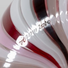 VENINI vase Fazzoletto a Canne Murano Glass Pink Shades, Signed 2010, Italy