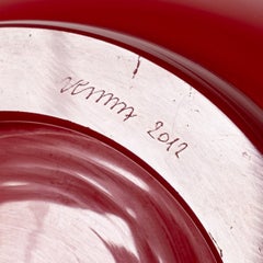 VENINI Opalino vase Red & Lattimo Glass, Signed year 2012 Italy 90th Anniversary