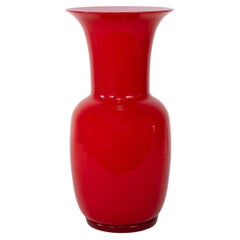 VENINI Opalino vase Red & Lattimo Glass, Signed year 2012 Italy 90th Anniversary
