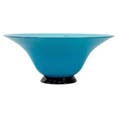 VENINI vase Anni Trenta Turquoise Murano Glass, Signed 2008, handmade in Italy