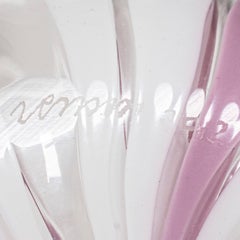 VENINI rare vase Fazzoletto Canne Pink&White Murano Glass 2012 90th anniversary