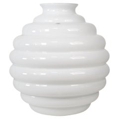 VENINI vase Deco by Martinuzzi White Lattimo Murano Glass, Signed 2012, Italy