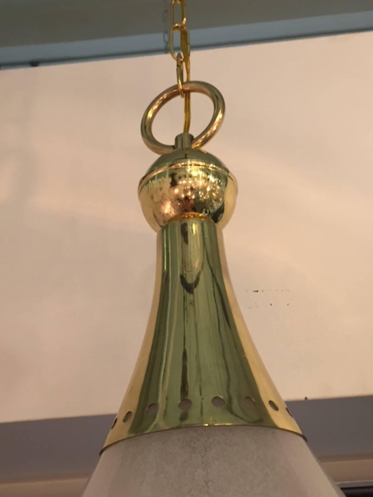 Brass Italian 1950s Drop Shape Pendant Light