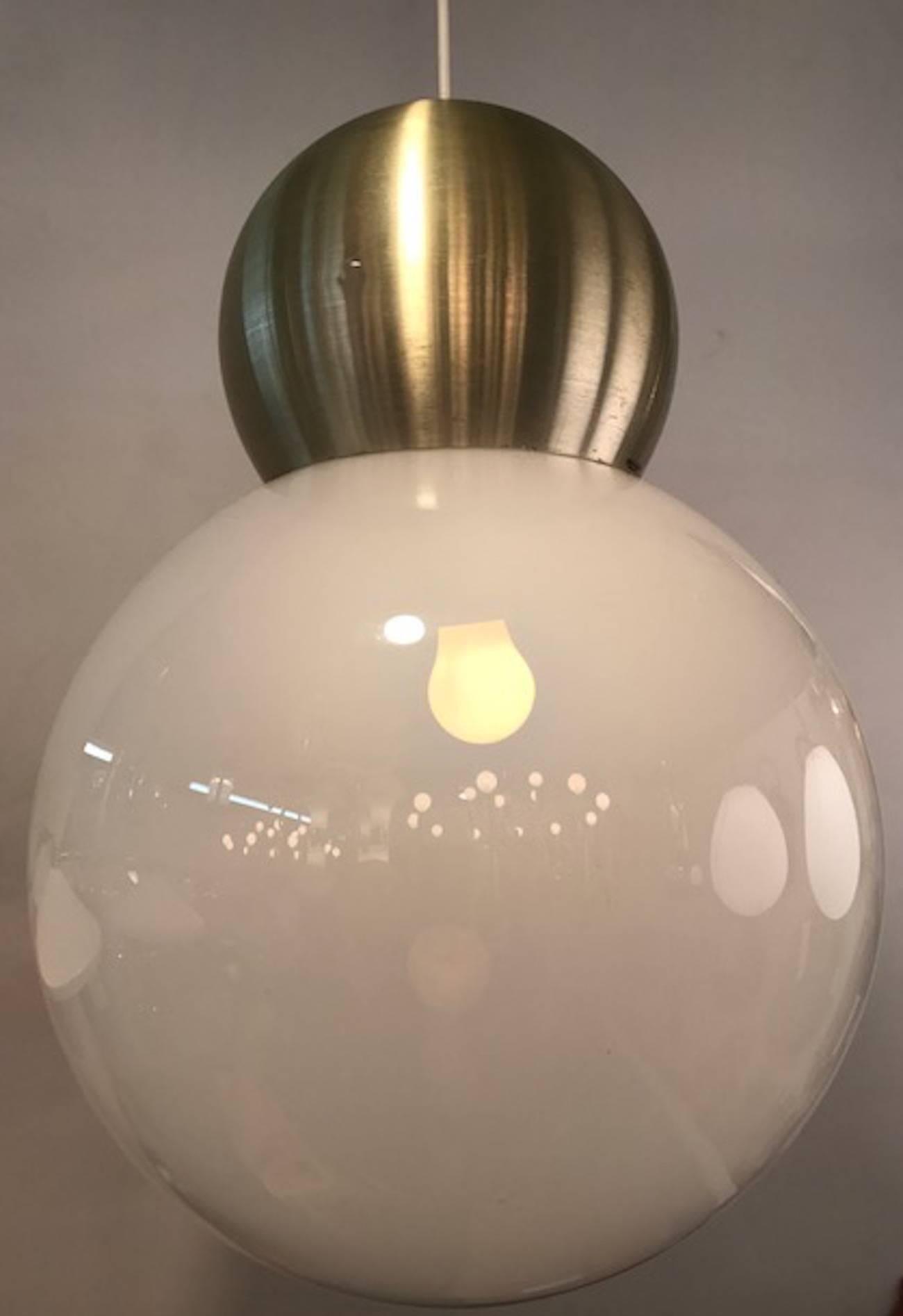 Stilux Milano 1970s Large Globe Pendant Light In Good Condition For Sale In New York, NY
