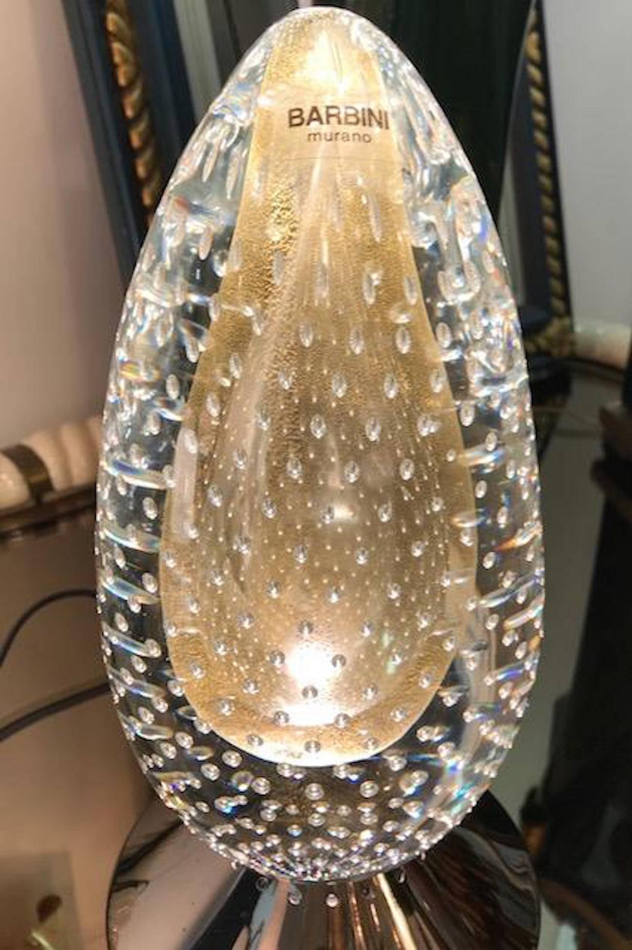 Barbini Murano Egg Sculpture Table Lamp In Good Condition In New York, NY