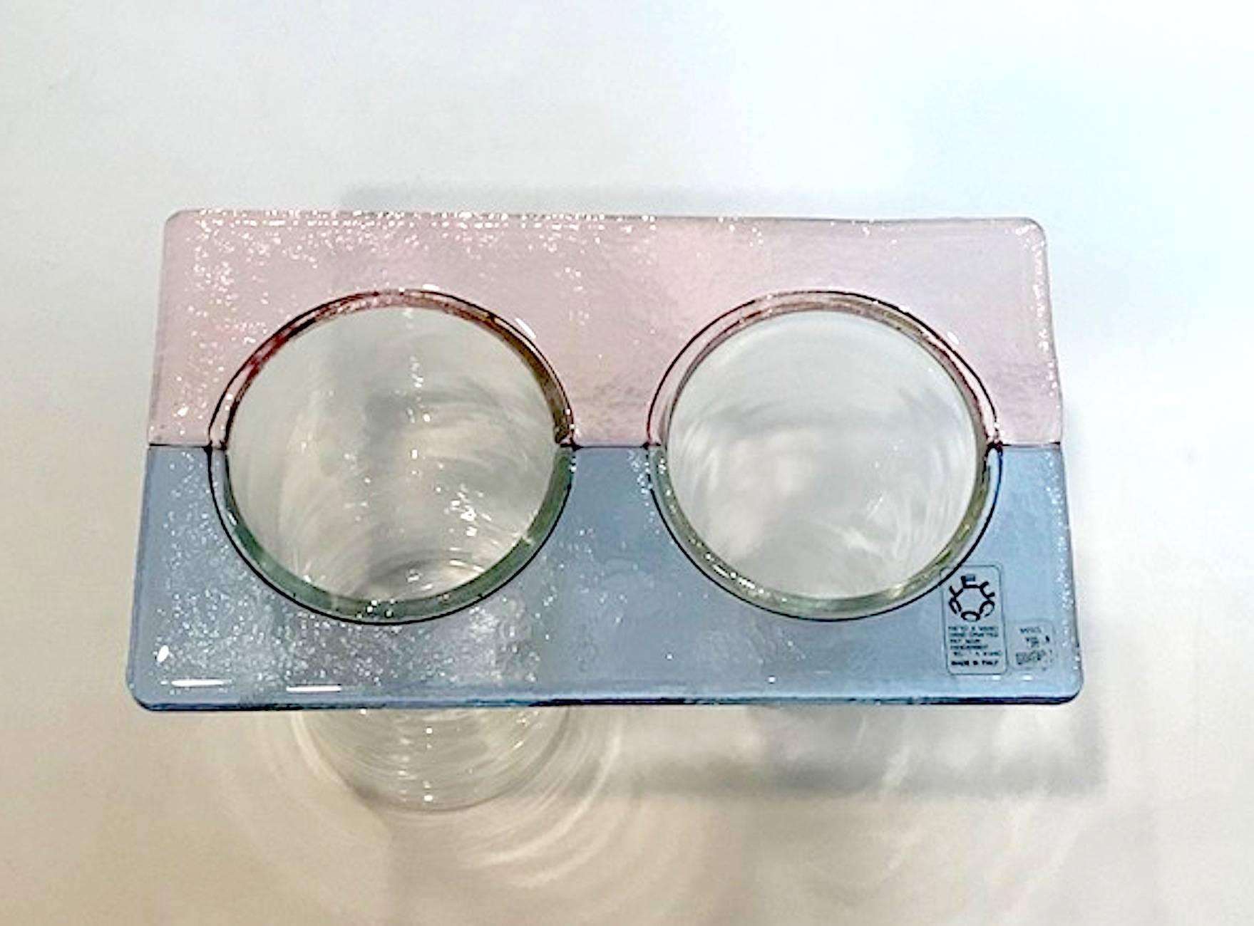 Italiano Vaso in vetro doppio Memphis Stile degli anni '80 della vetreria italiana Leucos in vendita