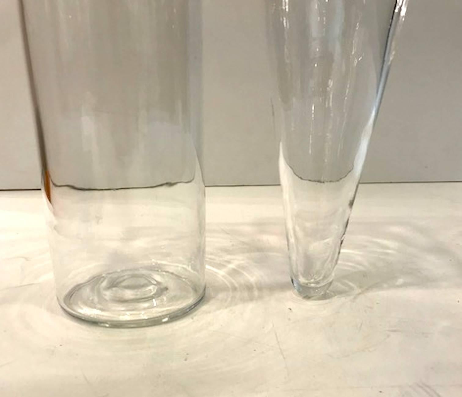 1980s Memphis Stile Double Glass Vase by Italian Glass House Leucos For Sale 4