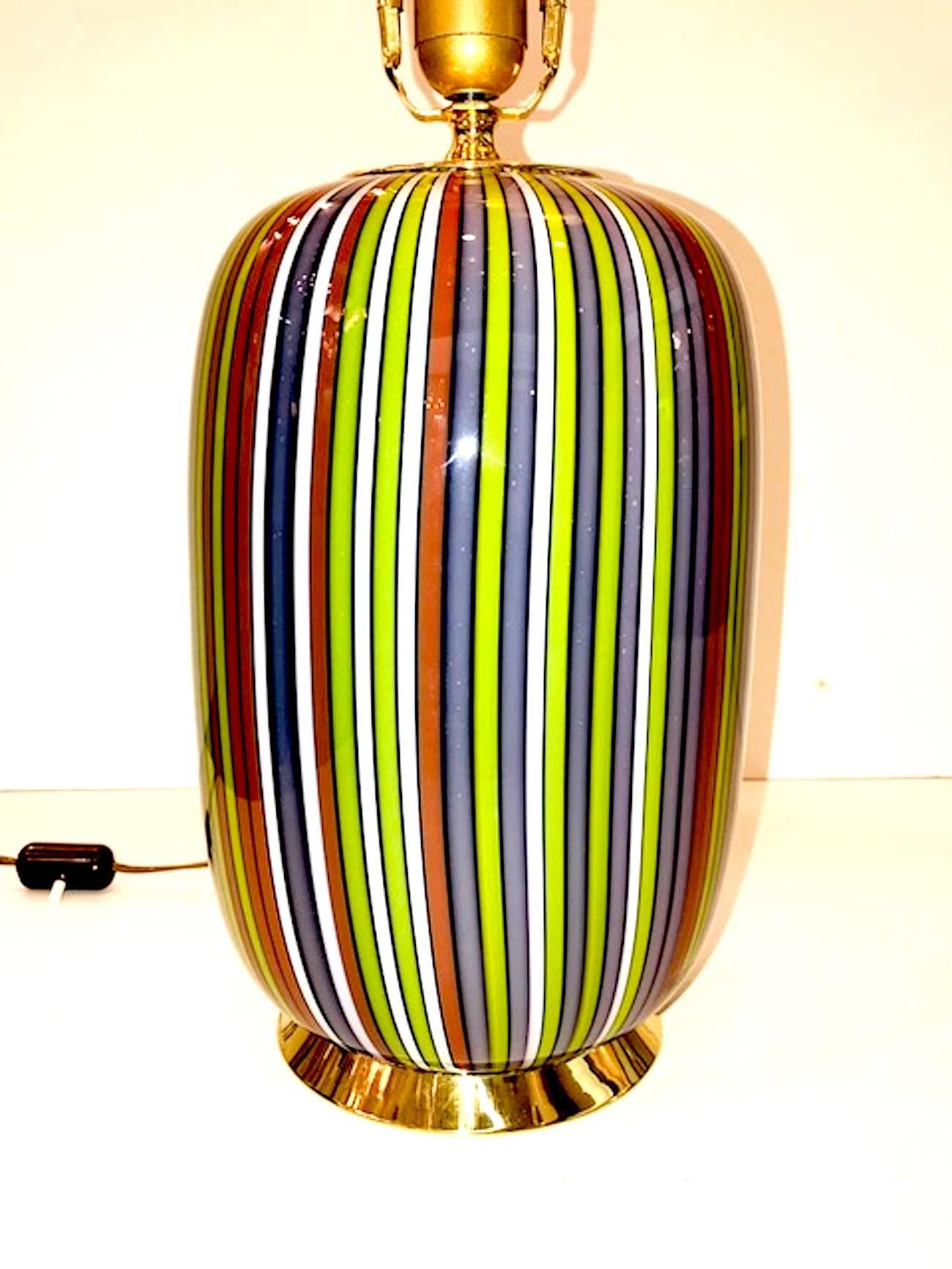 Mid-Century Modern Ve Art Italian, 1980s Glass Table Lamp