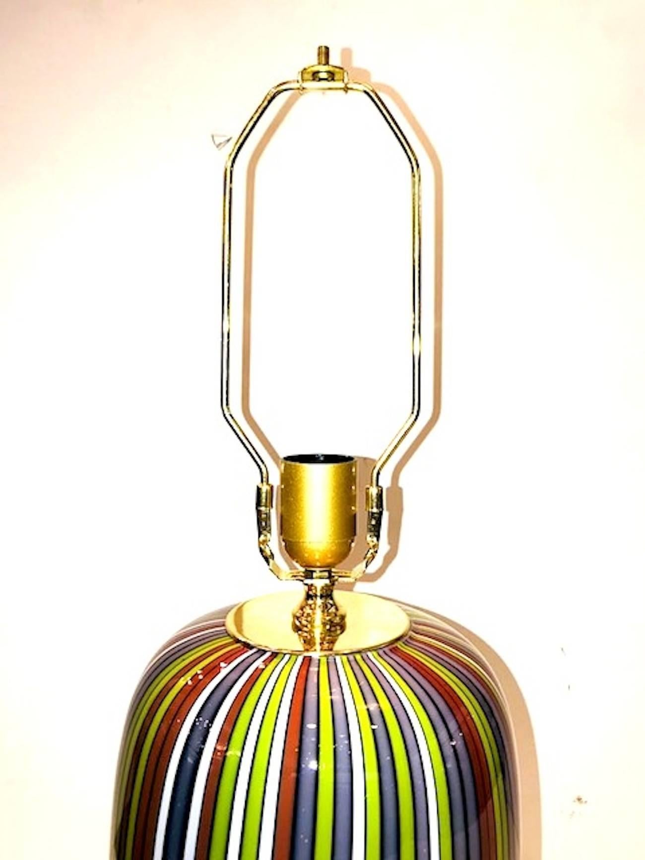 Brass Ve Art Italian, 1980s Glass Table Lamp