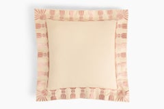Tassel Embroidered Linen Pillow, Bisque & Petal Pink, 24 "x 24"