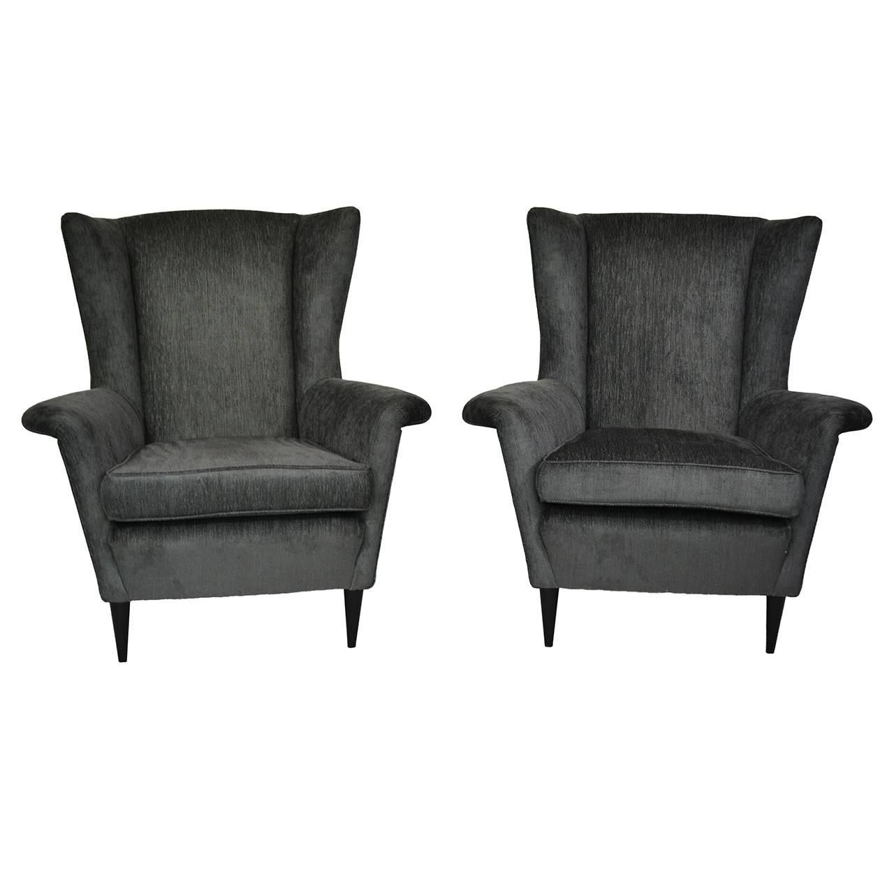 Pair of Wings Armchairs For Sale