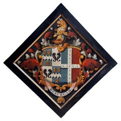 18th Century Oil on Canvas Heraldic Funerary Hatchment Painting