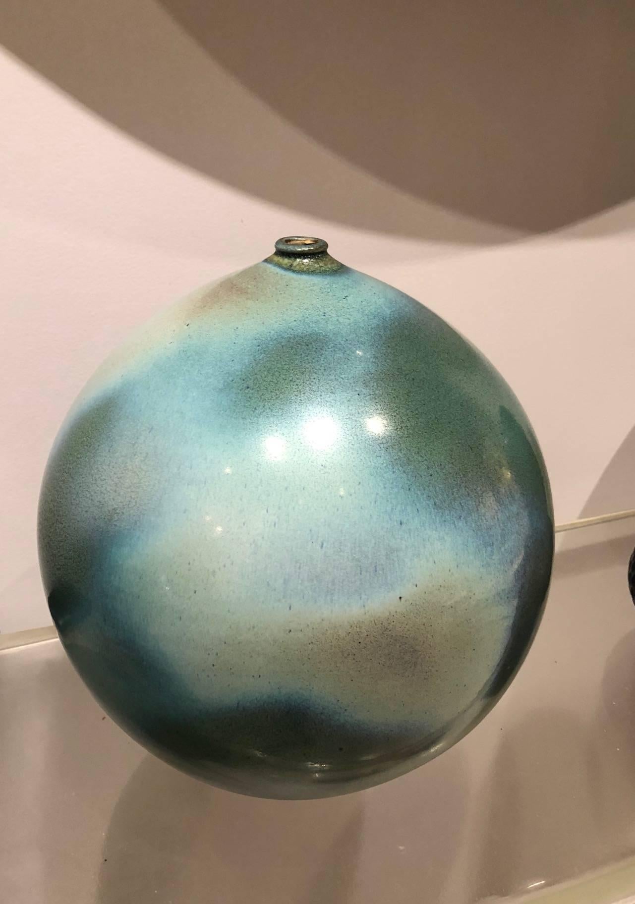 Large Ceramic Blue Green Vase by Suzanne Ramie, Atelier Madoura 1950's In Excellent Condition In Paris, FR