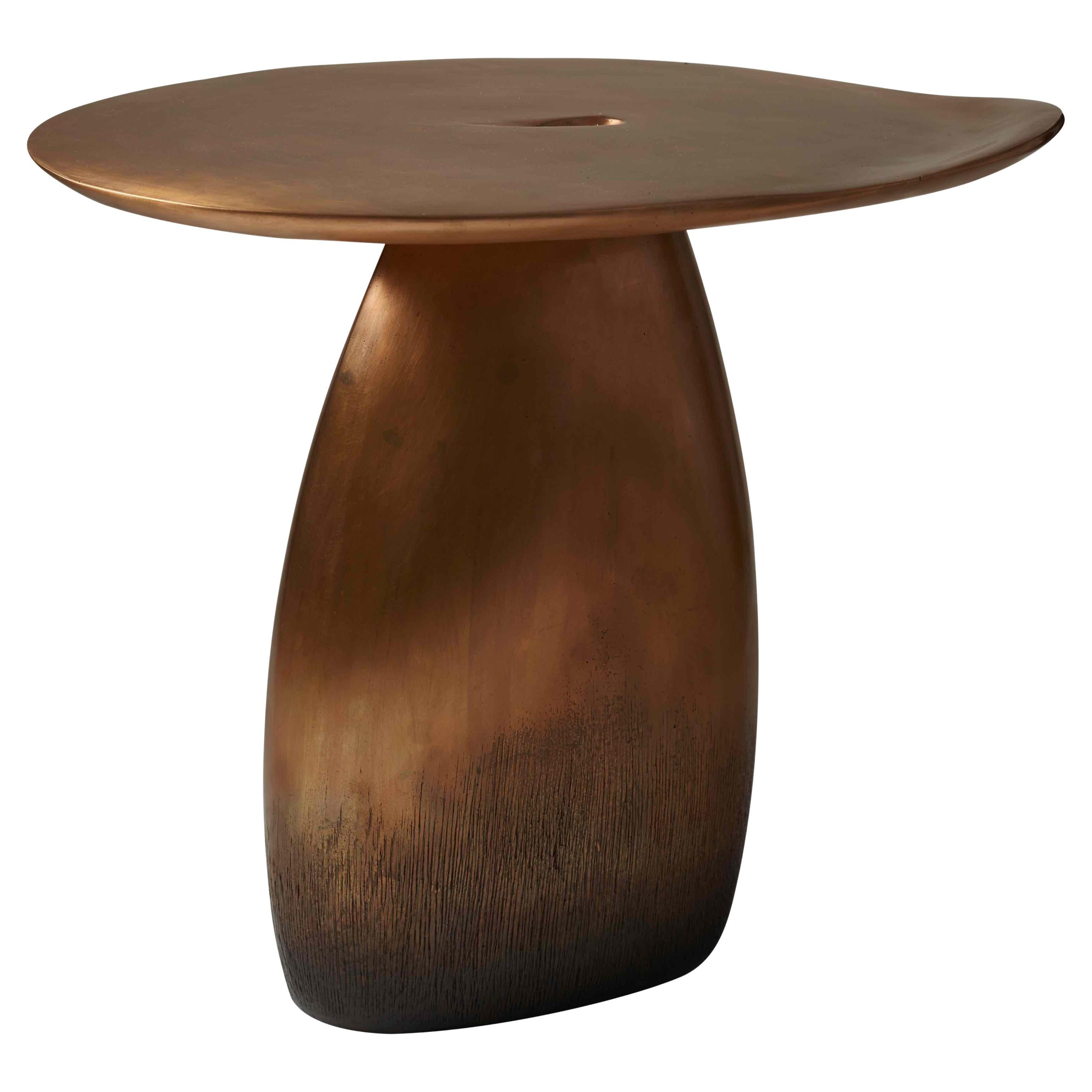 Bronze Side Table / Gueridon "Ellipse" by Designer Hoon Moreau For Sale