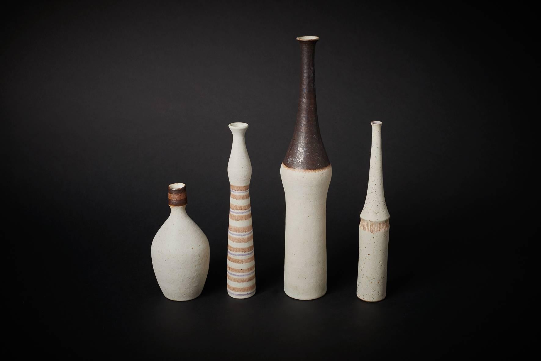 Bruno Gambone Four Ceramic Bottles, 1970 In Excellent Condition In Paris, FR