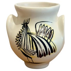 Ceramic Vase with bird Signed by Roger Capron, Vallauris, 1956