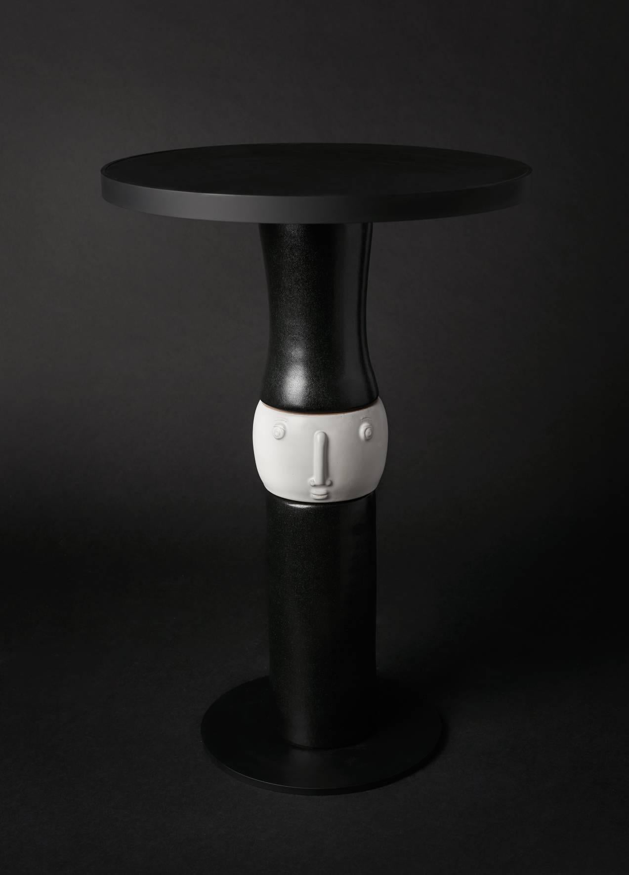 Contemporary Ceramic and black Metal Gueridons / Side tables signed by Dalo For Sale