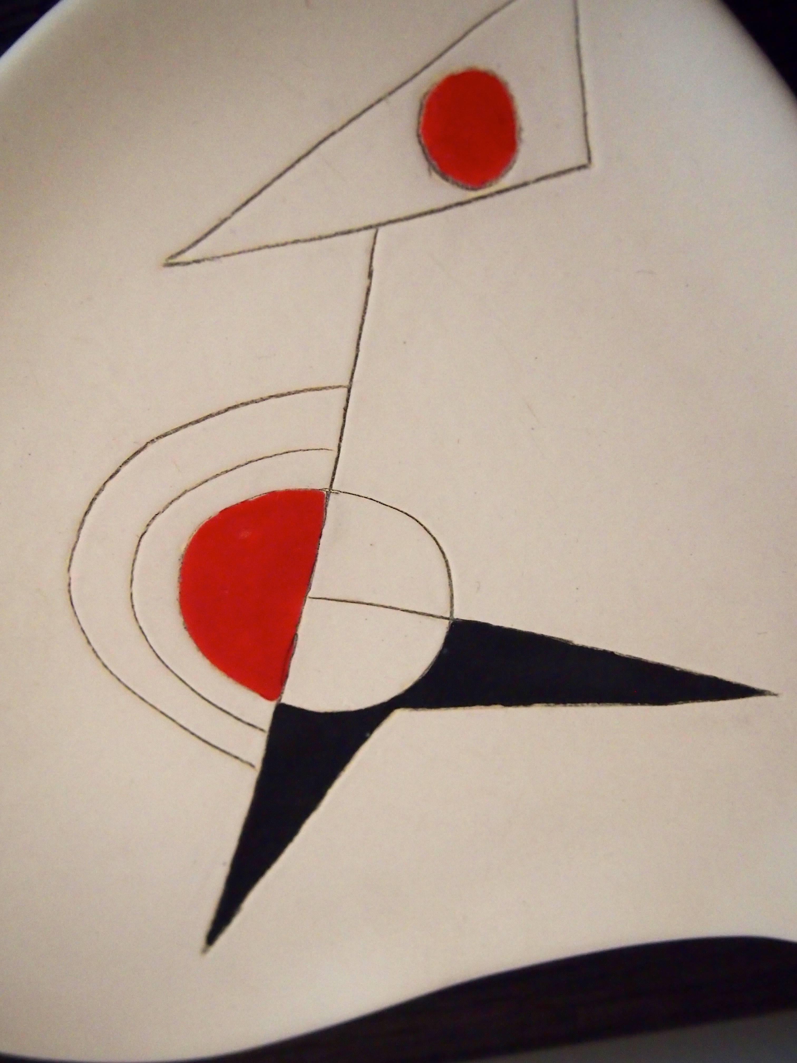 Geometric Ceramic Dish by Peter & Denise Orlando, circa 1960 In Good Condition In Paris, FR