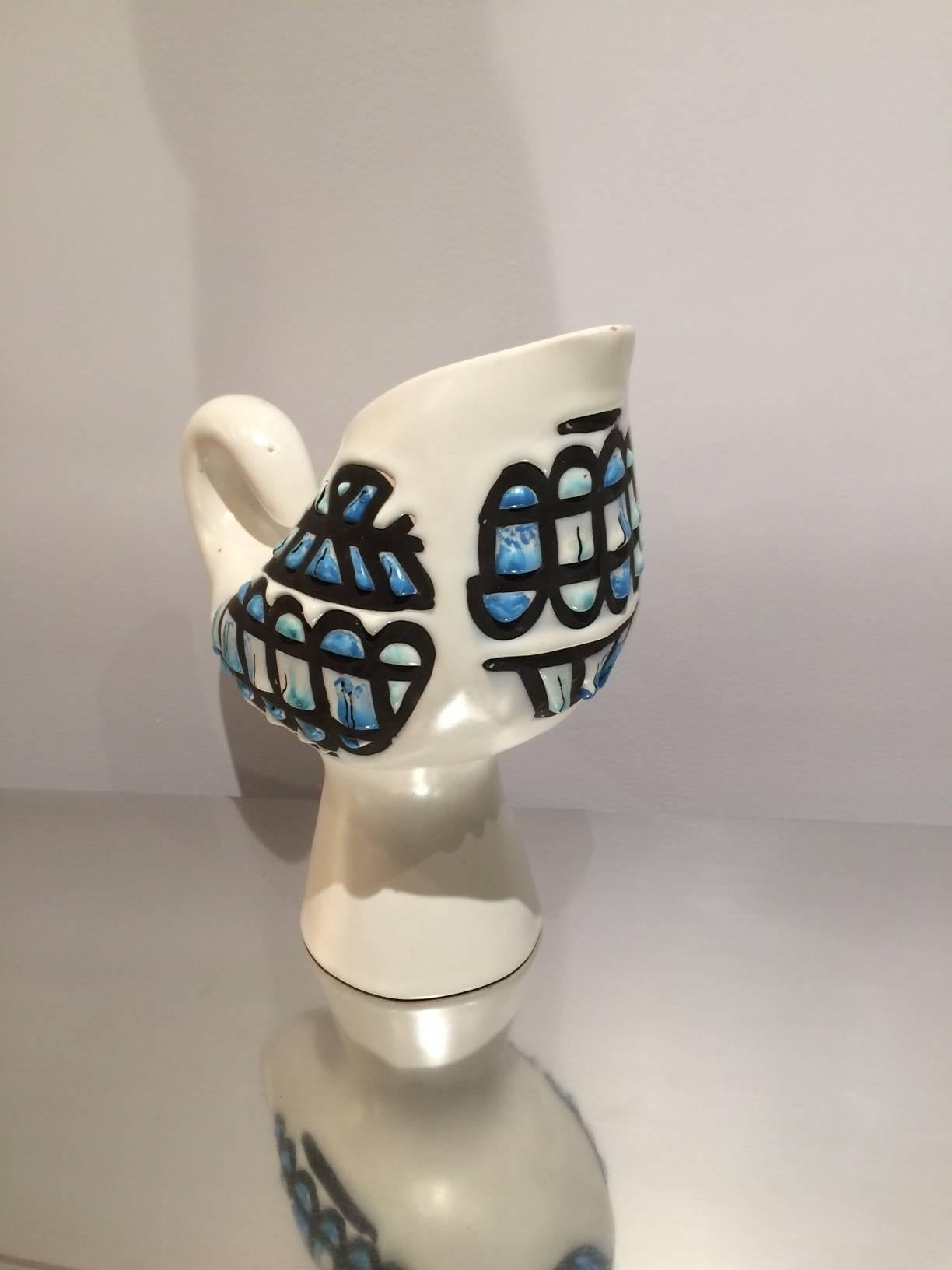 Bird Pitcher Ceramic Vase by Roger Capron, Vallauris, 1960s In Excellent Condition In Paris, FR